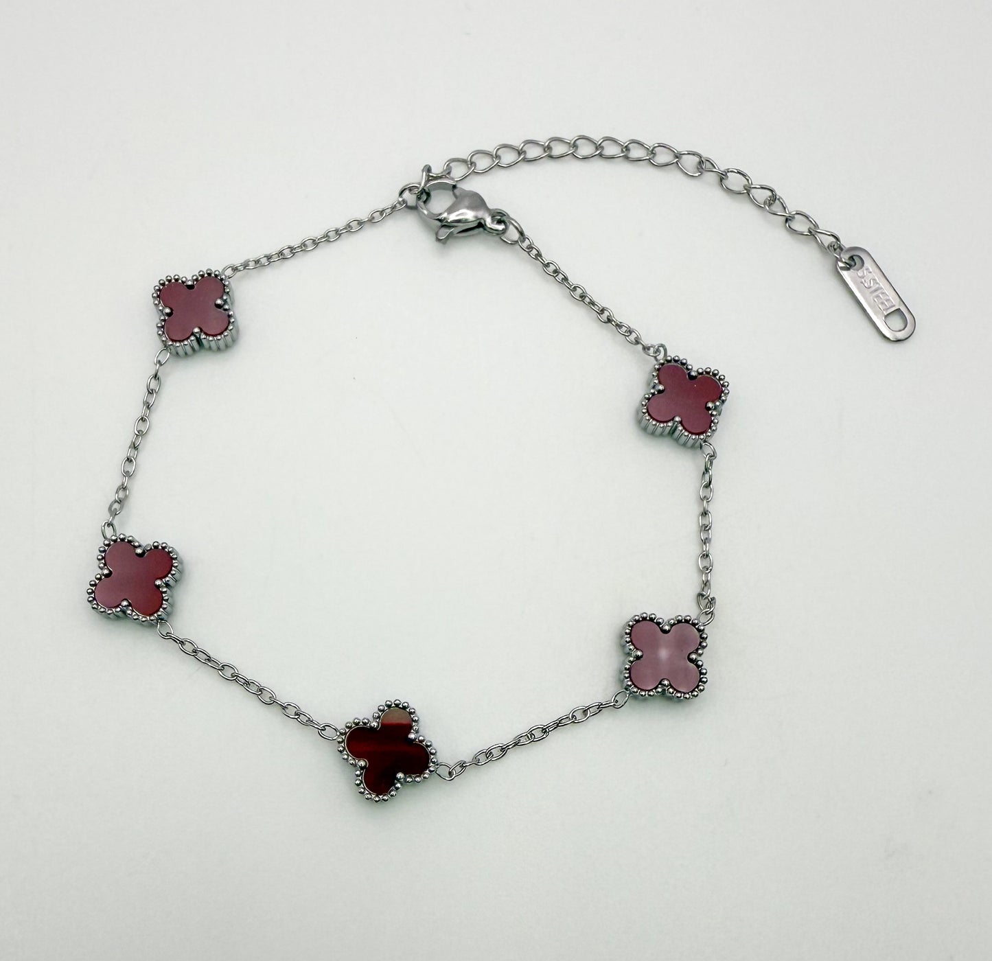 Mini Silver Clover Chain Link Adjustable Bracelets