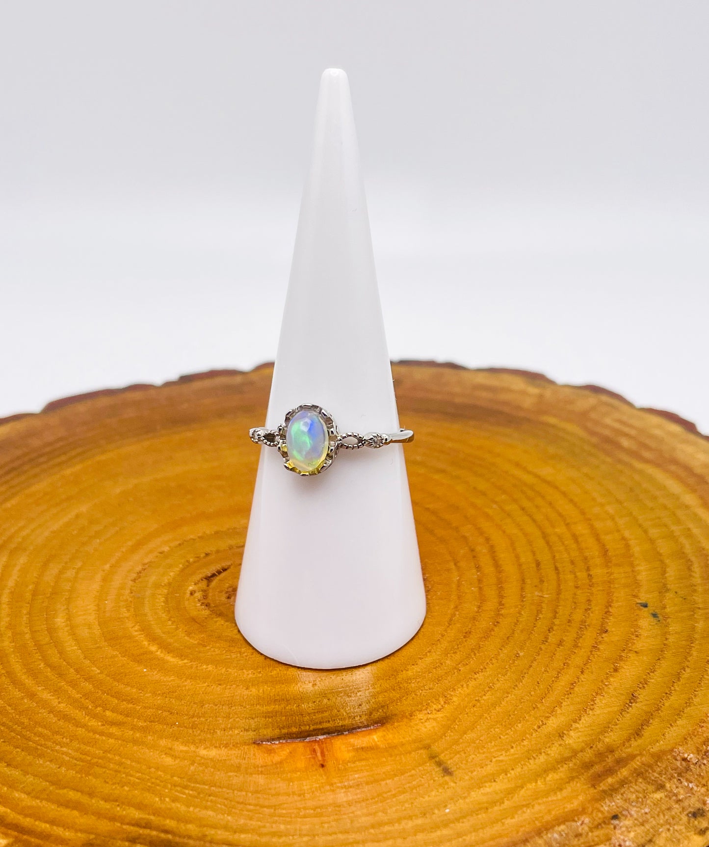 Sterling Silver HQ Opal Uniquely Adjustable Ring