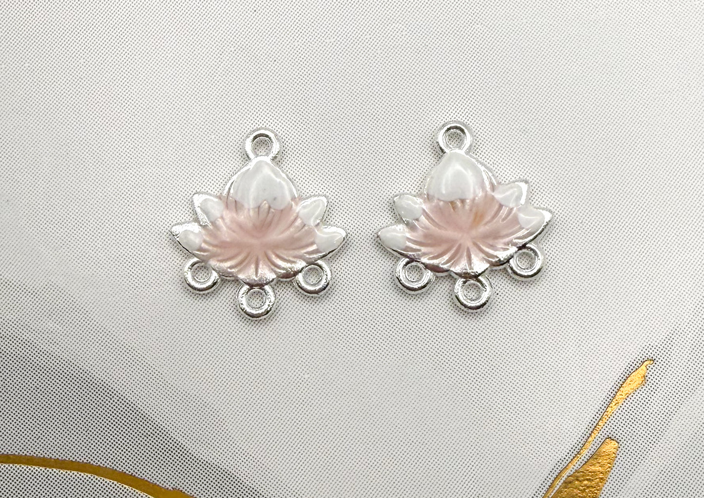 Silver Lotus Enameled Chandelier Metal Charms