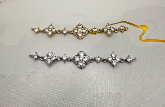 Zircon Clover Design DIY Connector Charms Gold & Silver