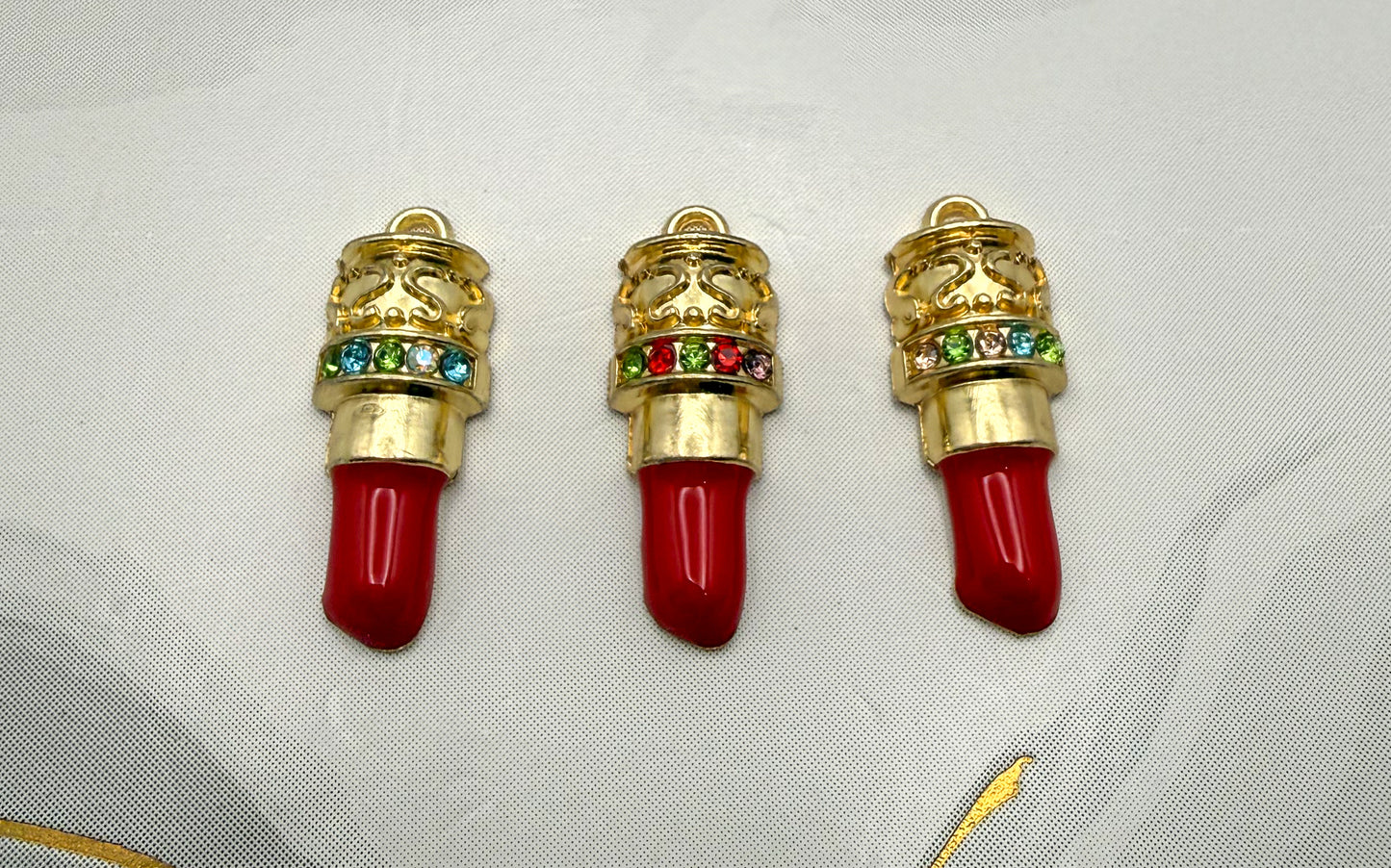 Gold Red Lipstick DIY Metal Charms