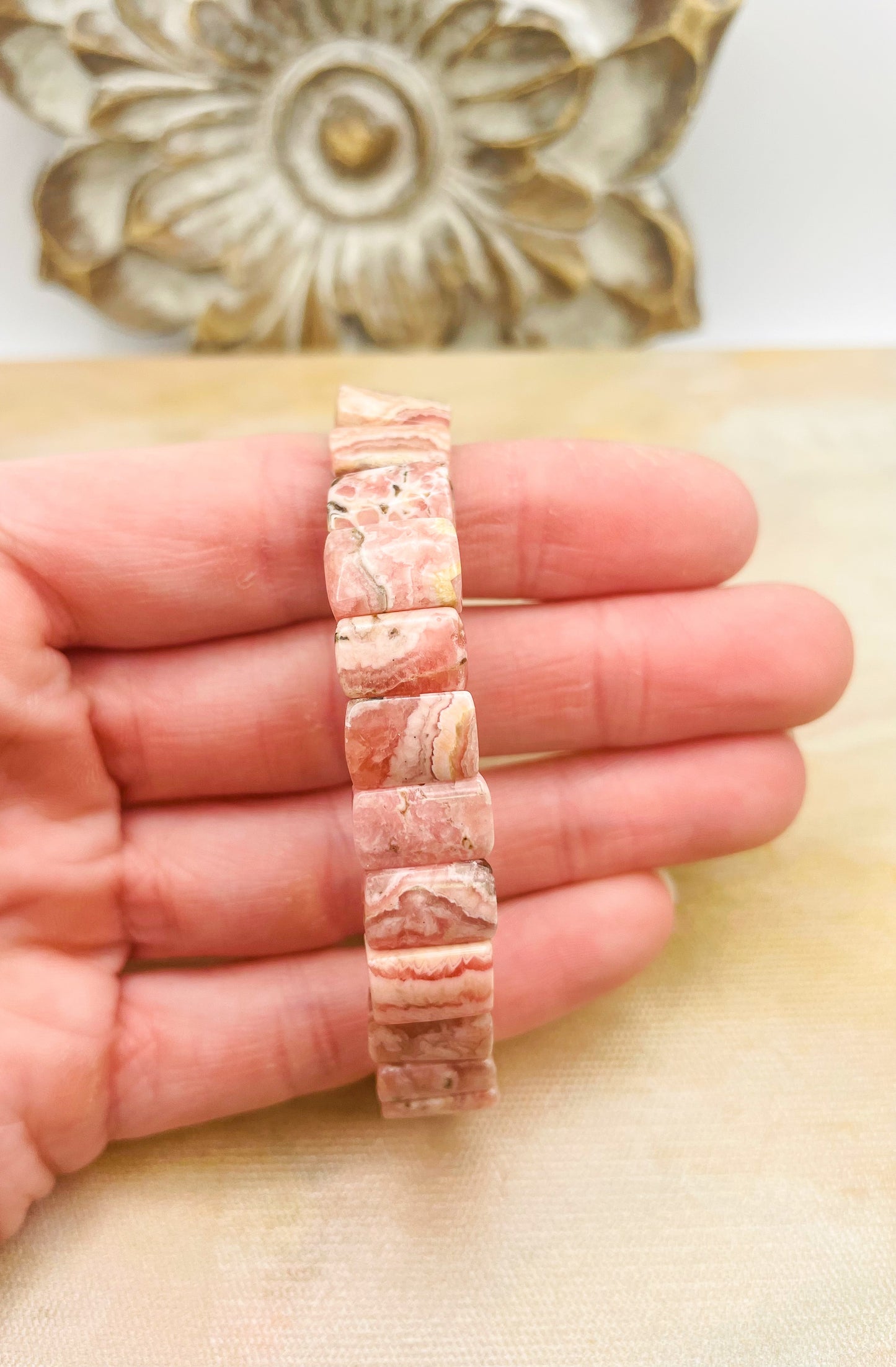 Natural Rhodochrosite Bangle Crystal Bracelet