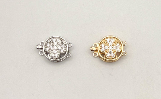 Gold & Silver Double Link Clover Closure Clasp for Jewelry Making