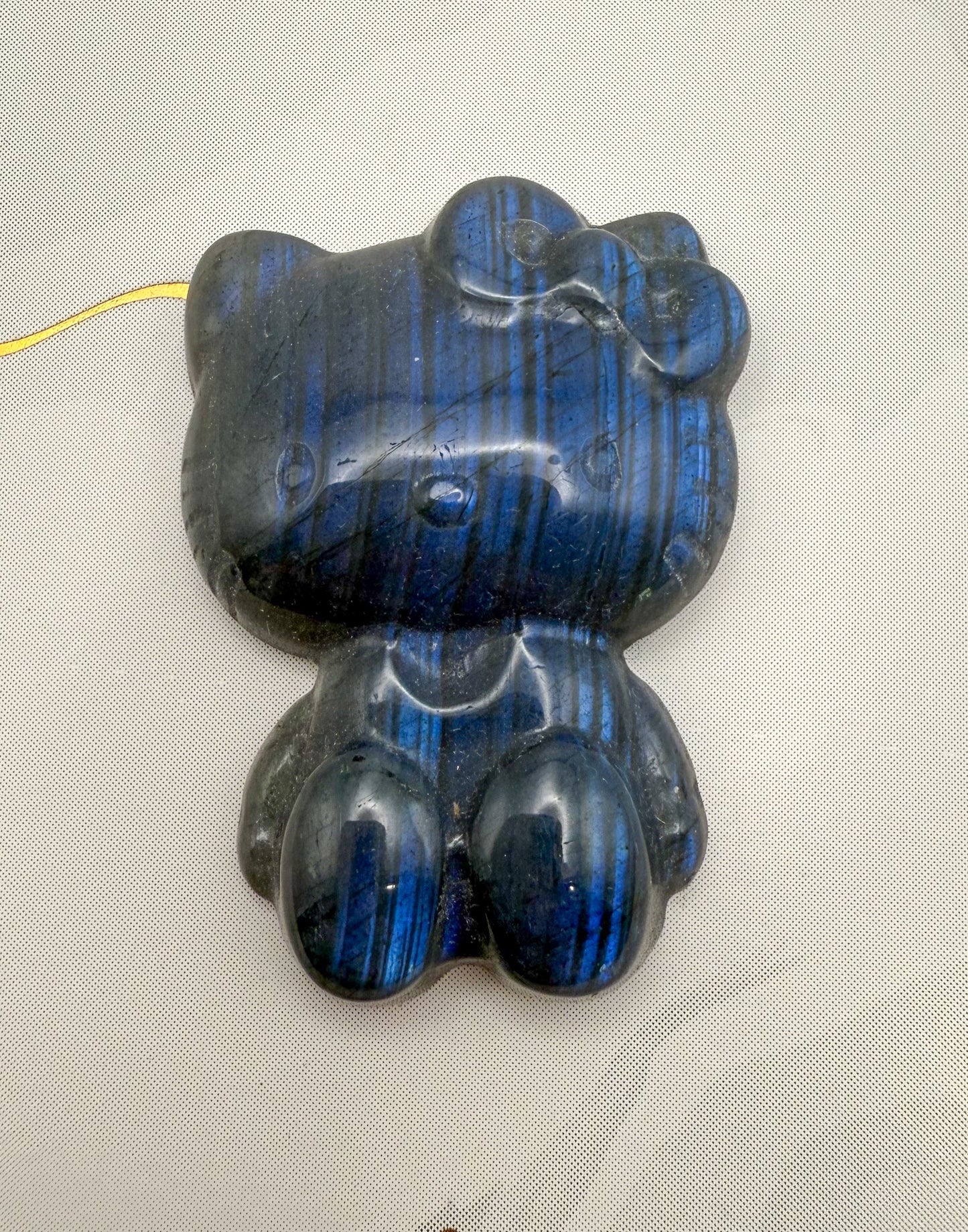 Natural Labradorite Crystal HK Kitty Flatback Decor