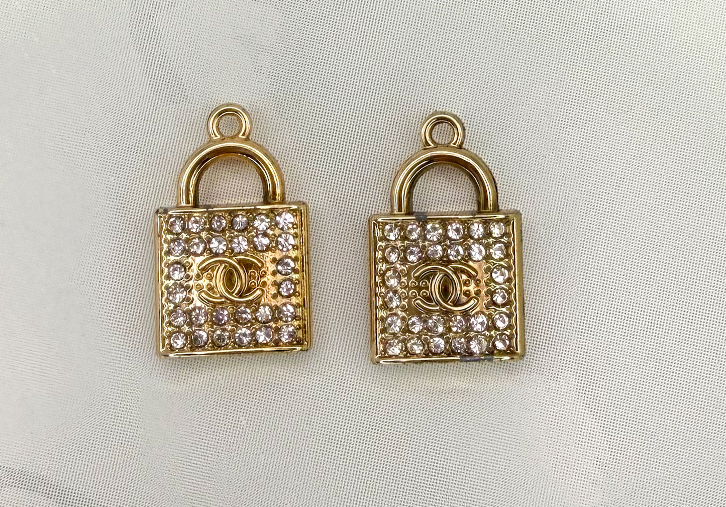 CC Rhinestone Lock Metal Charms