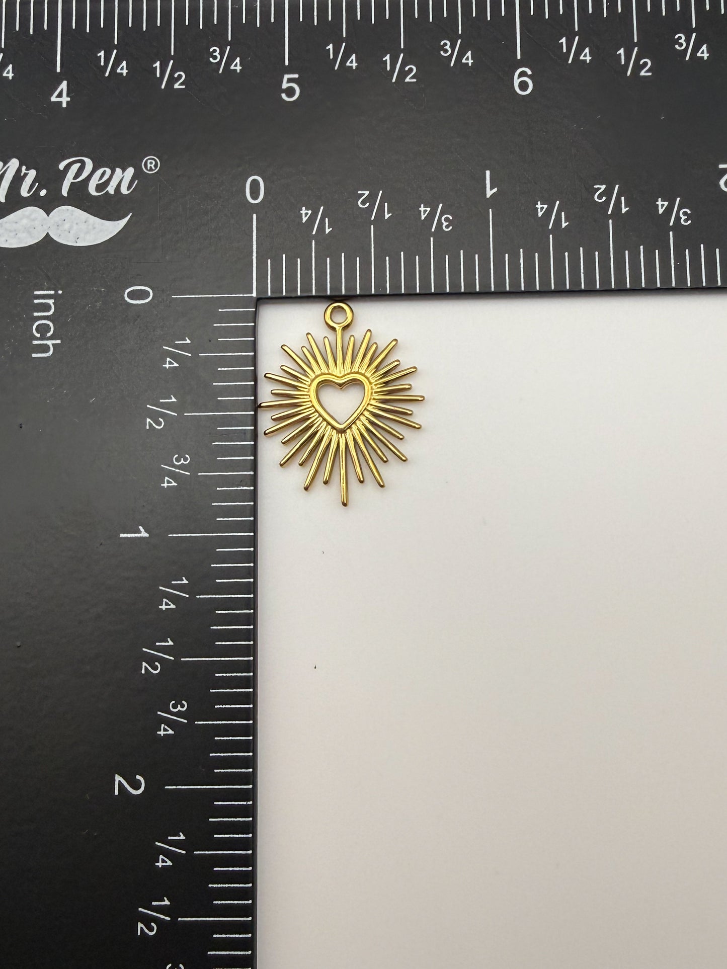 Stainless Steel Gold Fireworks Heart Charm