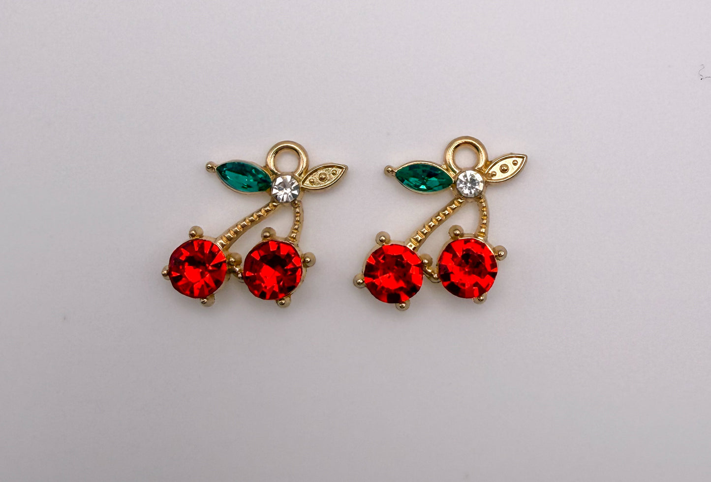 Red CZ Gold Cherry Metal Charms