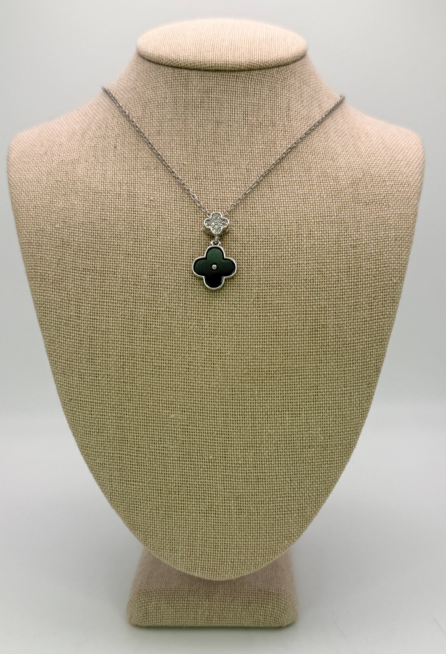 Bling & Natural Shell Double Clover Necklaces