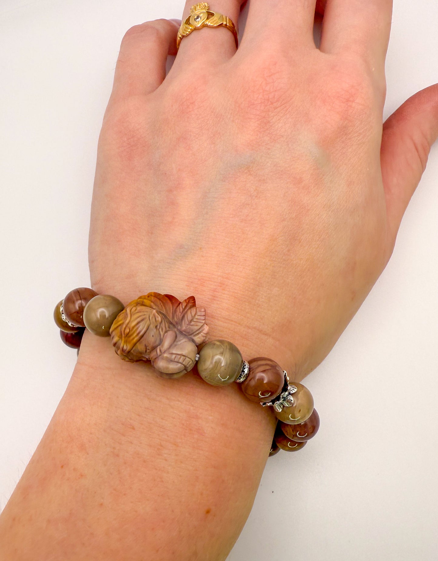 Natural Alashan Agate Sleeping Fairy Adjustable Stretch Bracelets- 3 Different Styles