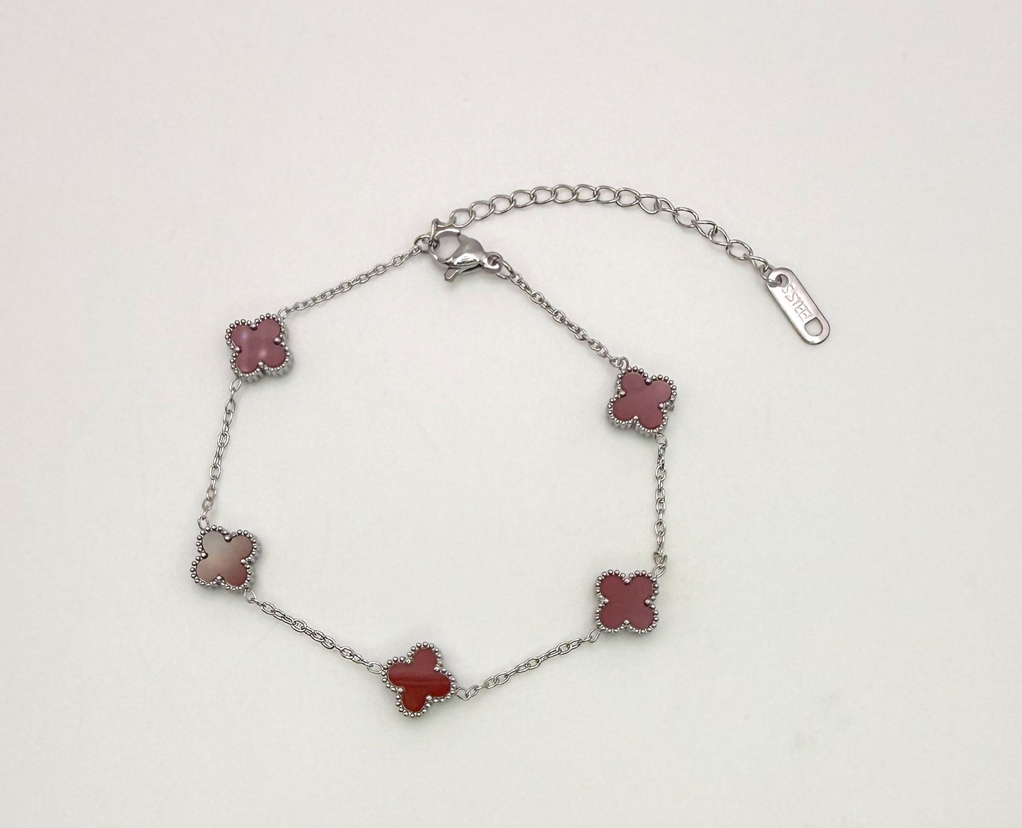 Mini Silver Clover Chain Link Adjustable Bracelets