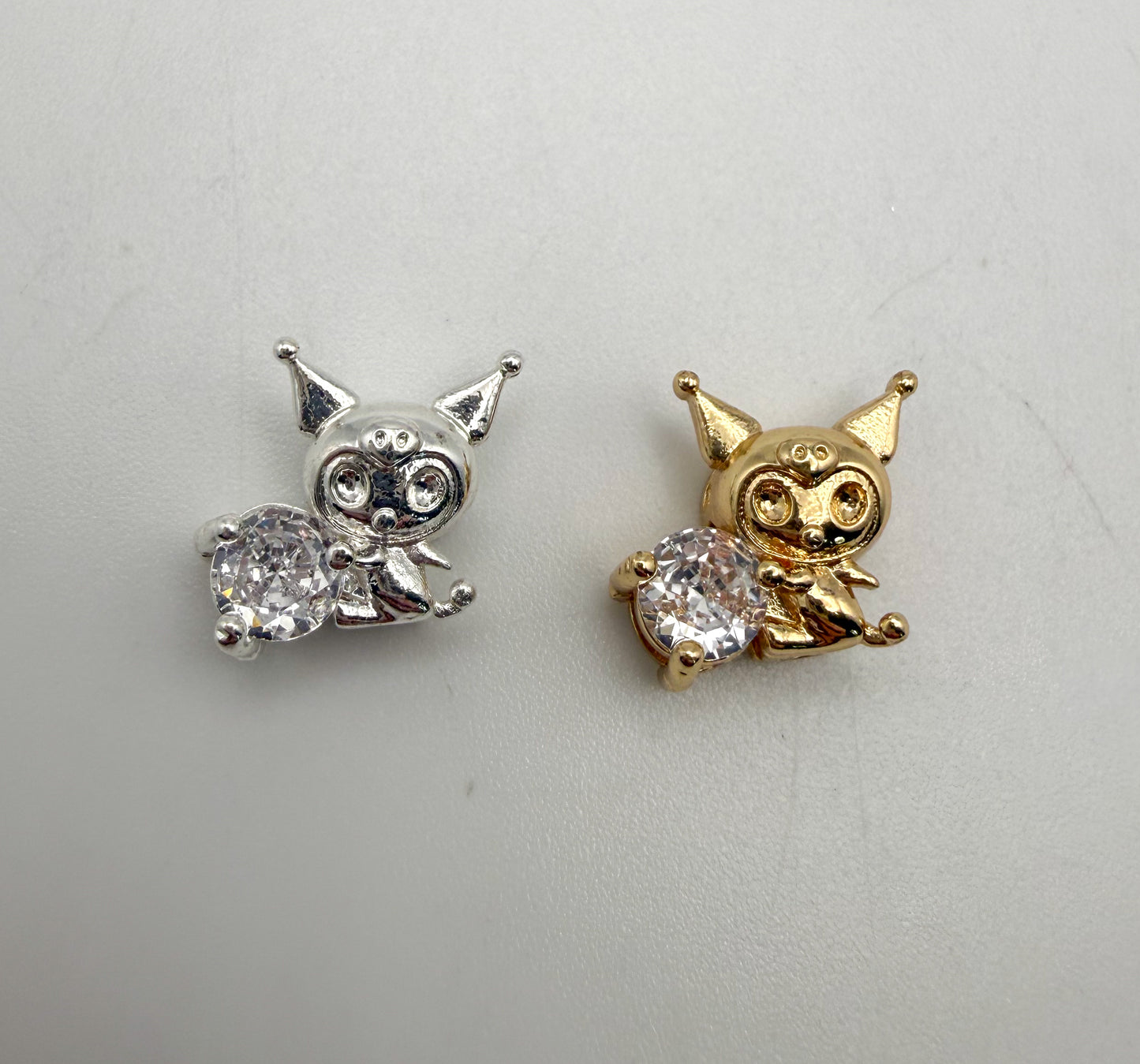 Sanrio’s Kuromi “KuKu” Gold and Silver Metal Spacer Charm Beads with Cubic Zirconia