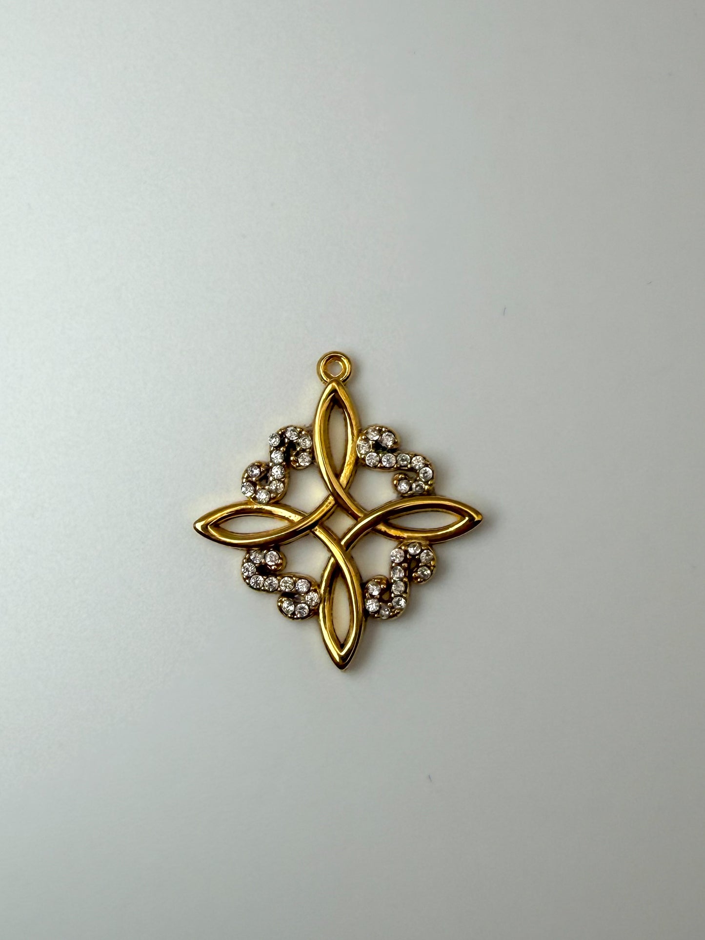 Stainless Steel Gold Statement Emblem Charm Pendant