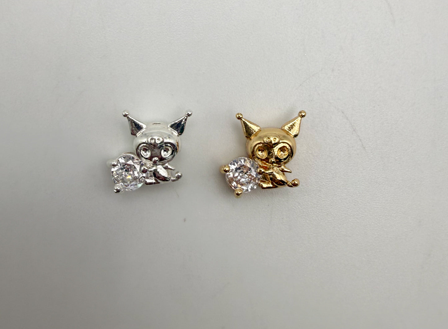 Sanrio’s Kuromi “KuKu” Gold and Silver Metal Spacer Charm Beads with Cubic Zirconia