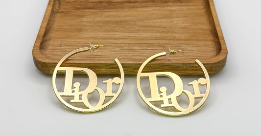 Gold Dior Hoop Earrings