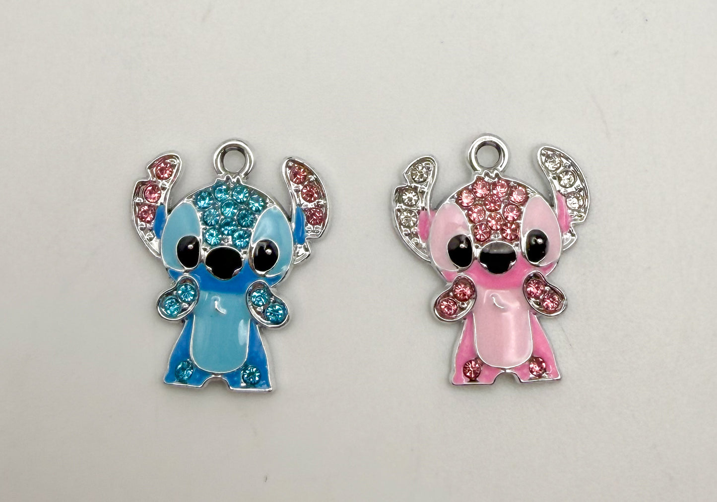 Silver Blue & Pink Alien Metal Charms