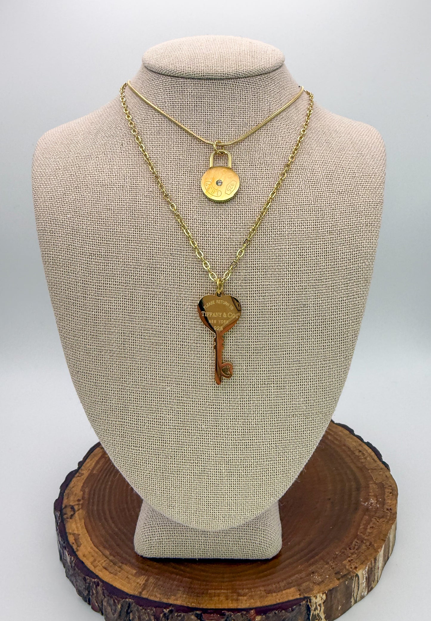 Double Layered T&Co. Gold Pendant Necklace