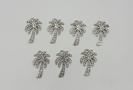 Silver Sparkling Palm Tree DIY Charms