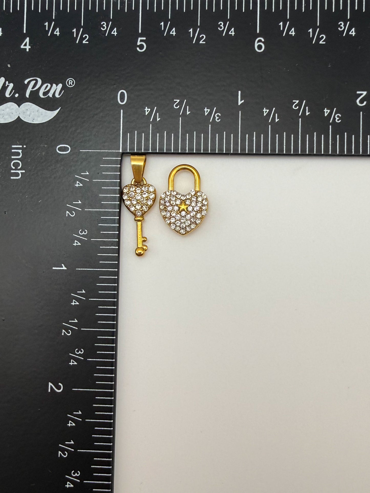Stainless Steel Lock & Key Charm Pendant Sets