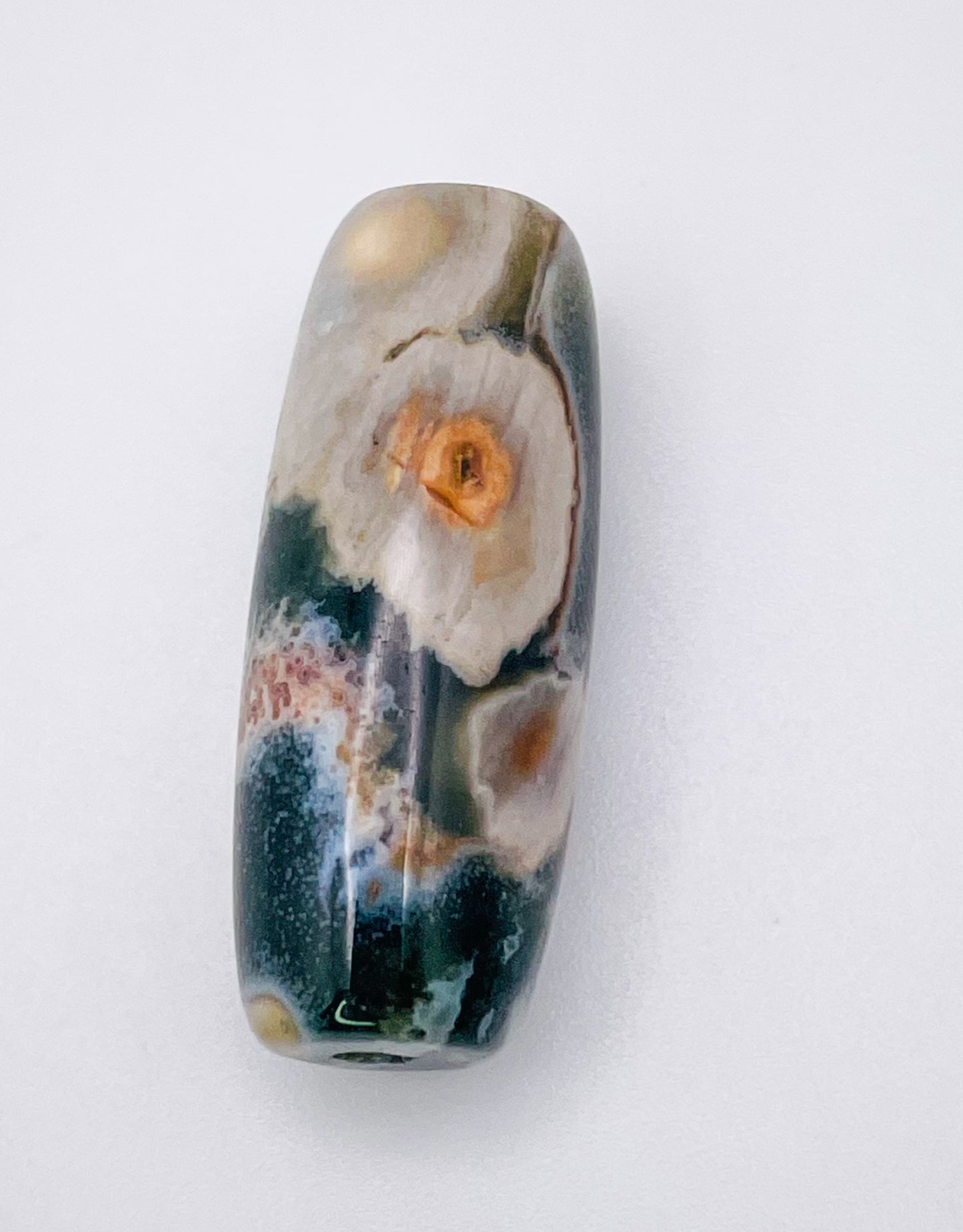 Natural Ocean Jasper Focal Barrel  Crystal Beads