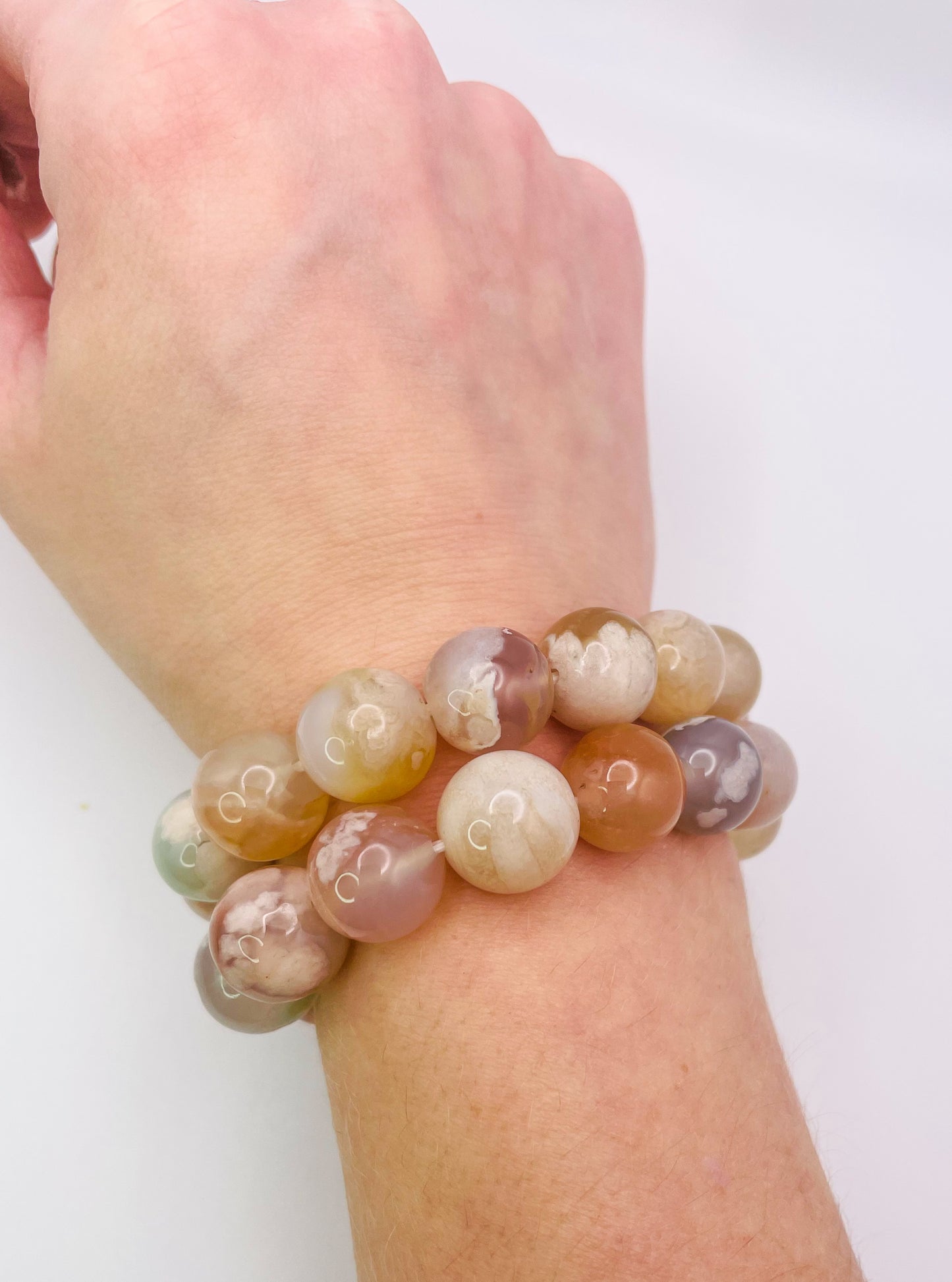 Natural Sakura Flower Agate Crystal Bracelet