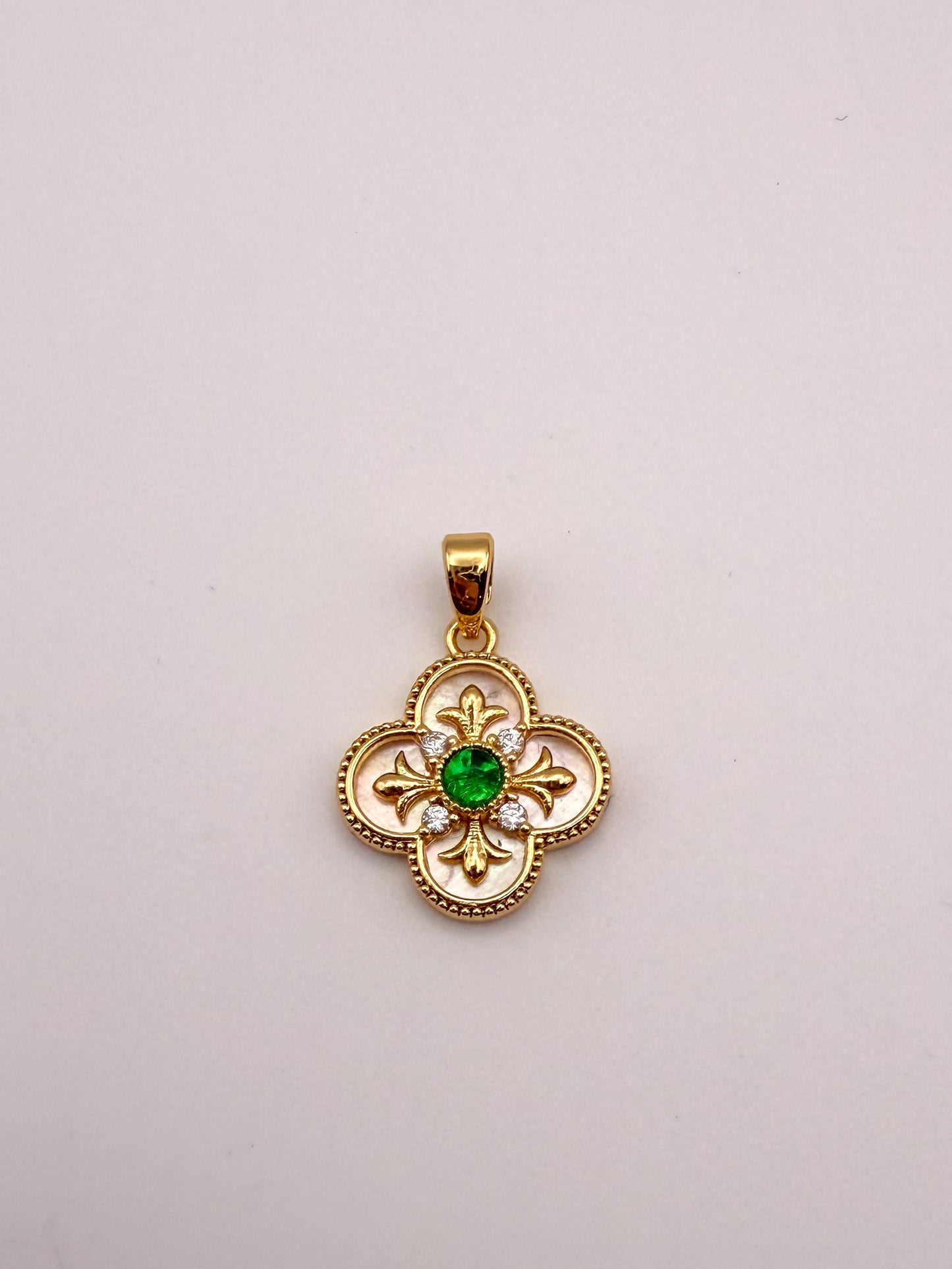 Gold Mother of Pearl Shell Clover Charms