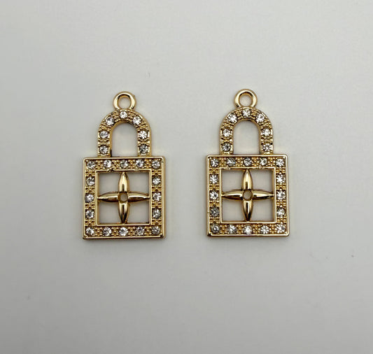 Golden LV inspired Clover Lock Metal DIY Charm