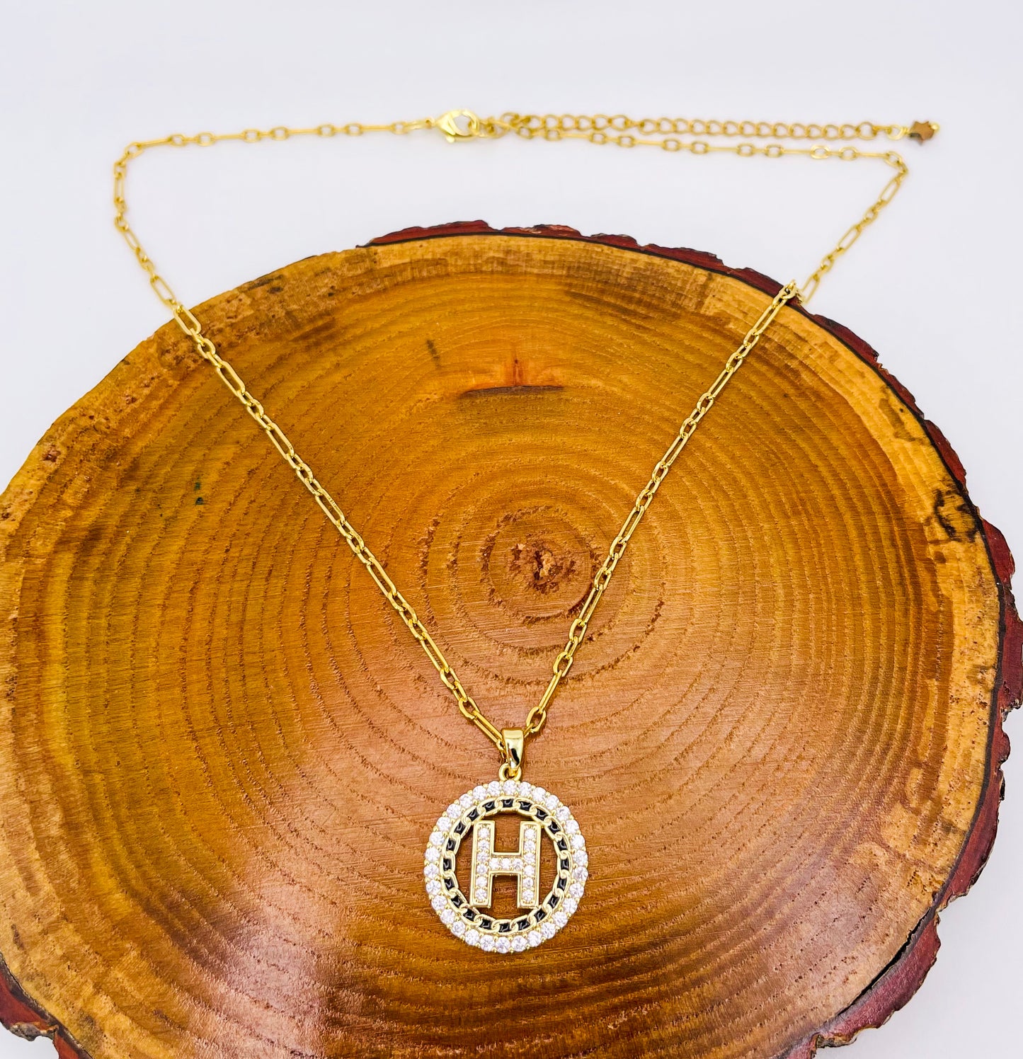 16k Gold H Brand Pendant Necklace