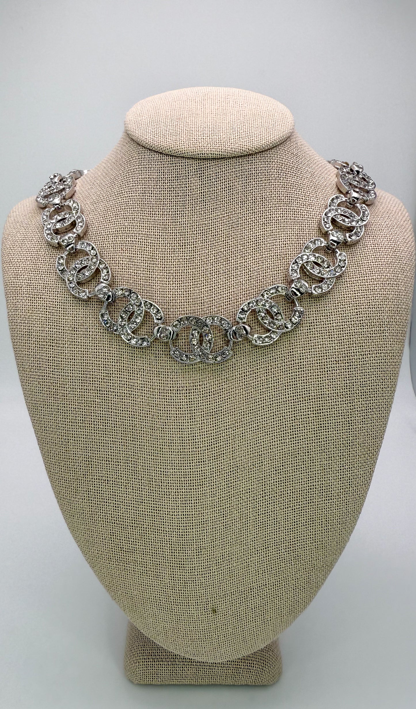 Elegant CC Designer Silver or Gold Matching Necklace and Bracelet set
