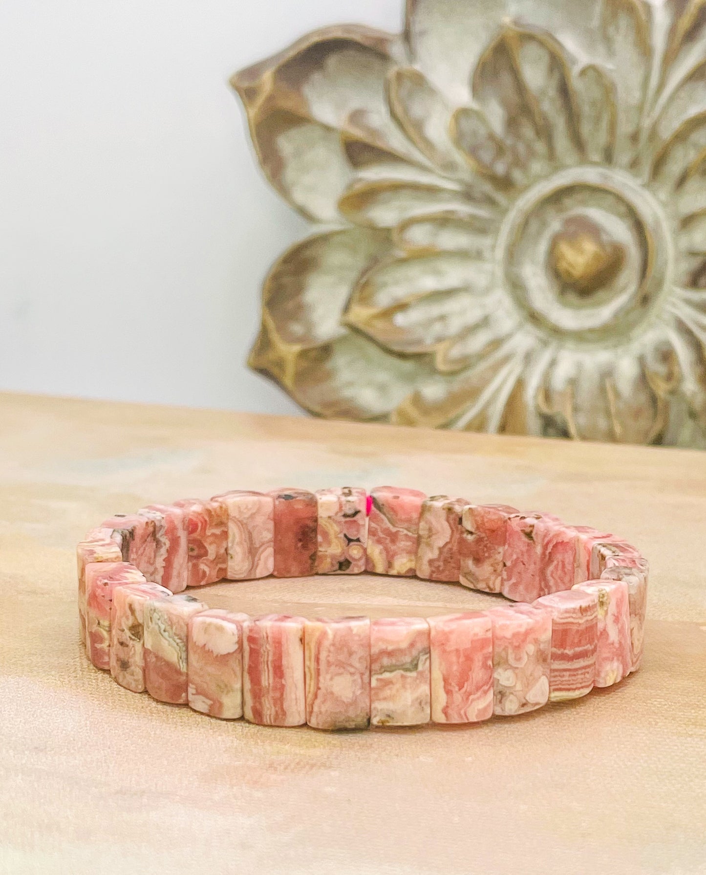 Natural Rhodochrosite Bangle Crystal Bracelet