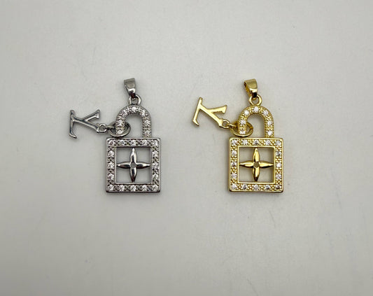 LV Bling Lock Silver & Gold Pendants