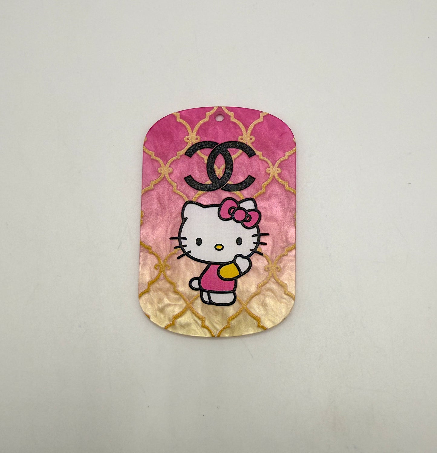 CC Designer Hello Kitty Acrylic Dog Tag DIY Keychain Charm Accessory