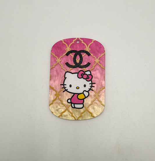 CC Designer Hello Kitty Acrylic Dog Tag DIY Keychain Charm Accessory