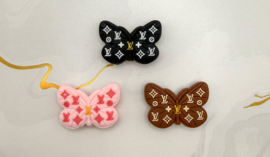 LV Designer Silicone Butterfly DIY Pen Focal Beads