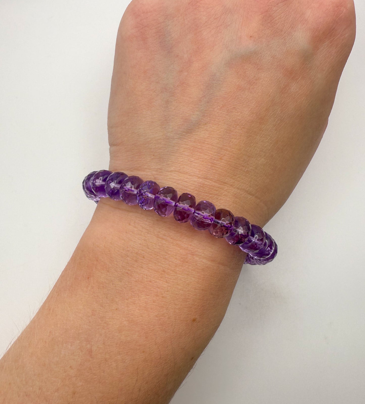High Quality Natural Amethyst Faceted Donut Shaped Beaded Bracelet