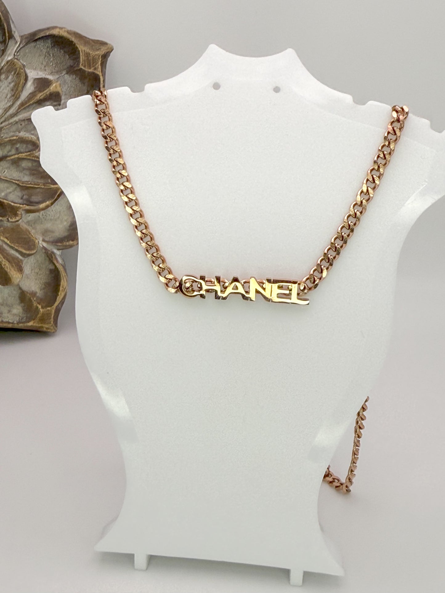 Rose Gold CC Cuban Style Adjustable Necklace