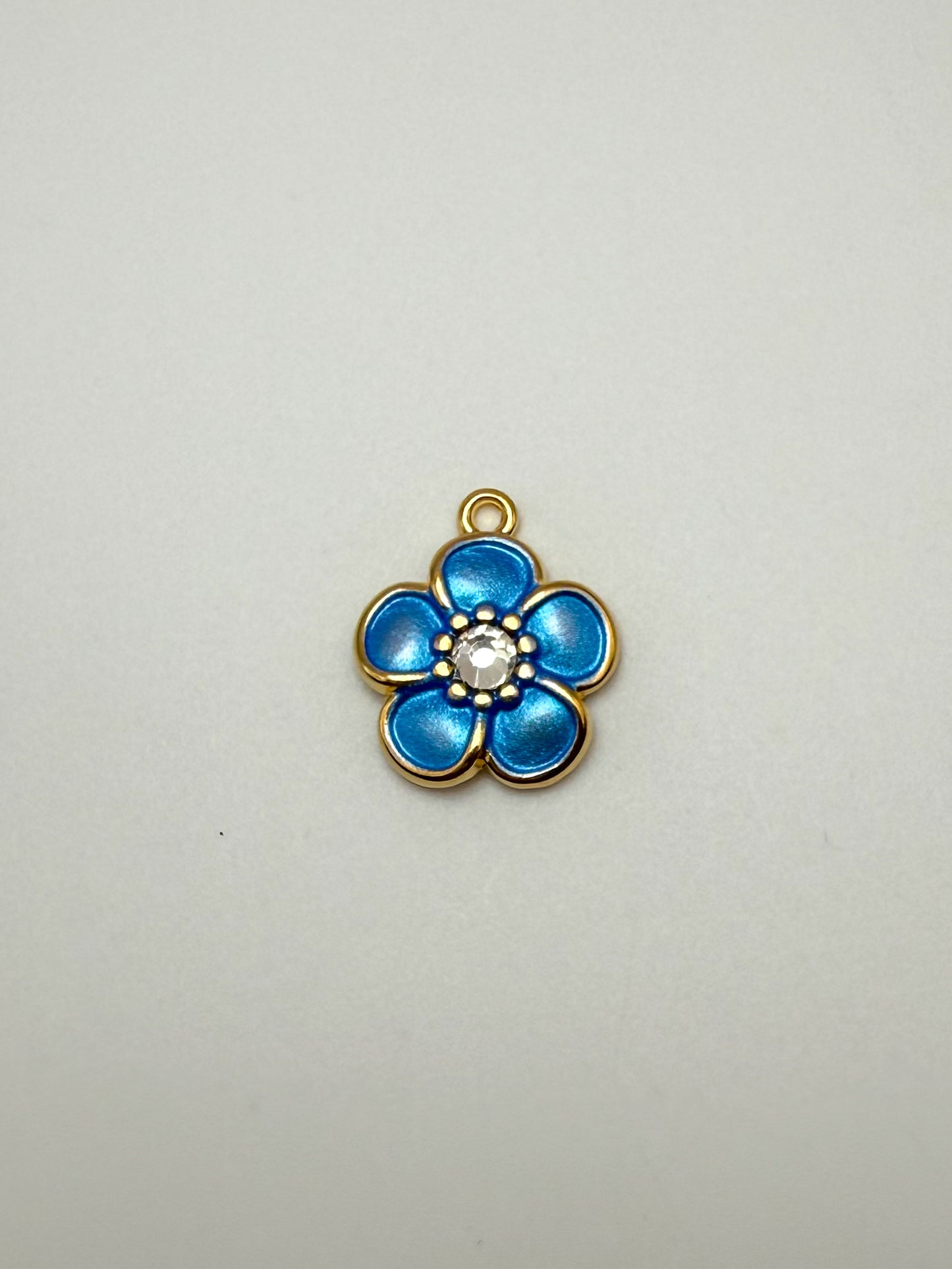 Stainless Steel Mini Gold Enamel Sakura Flower Charms
