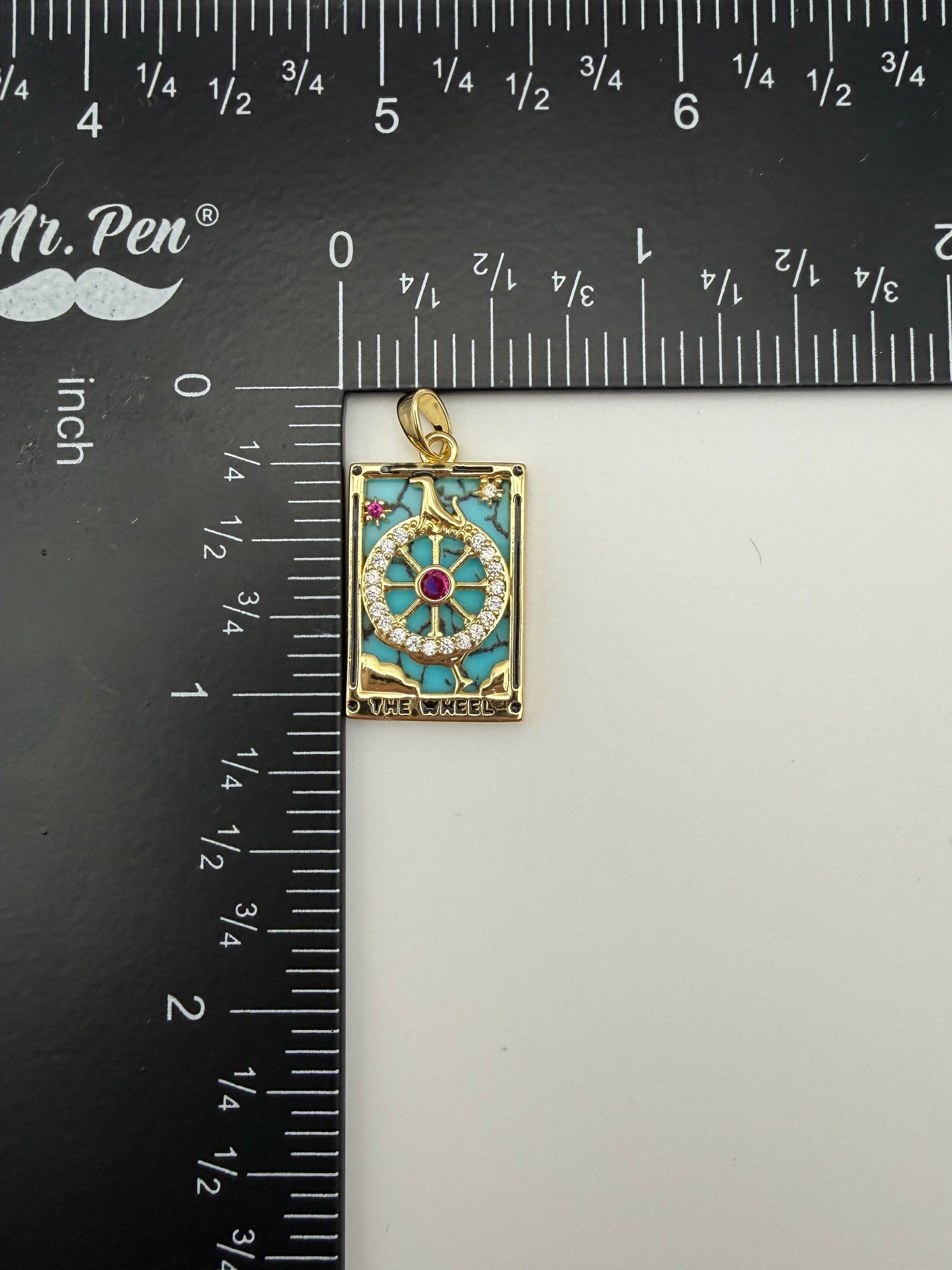 Gold The Wheel Tarot Card & Moon Card Pendants