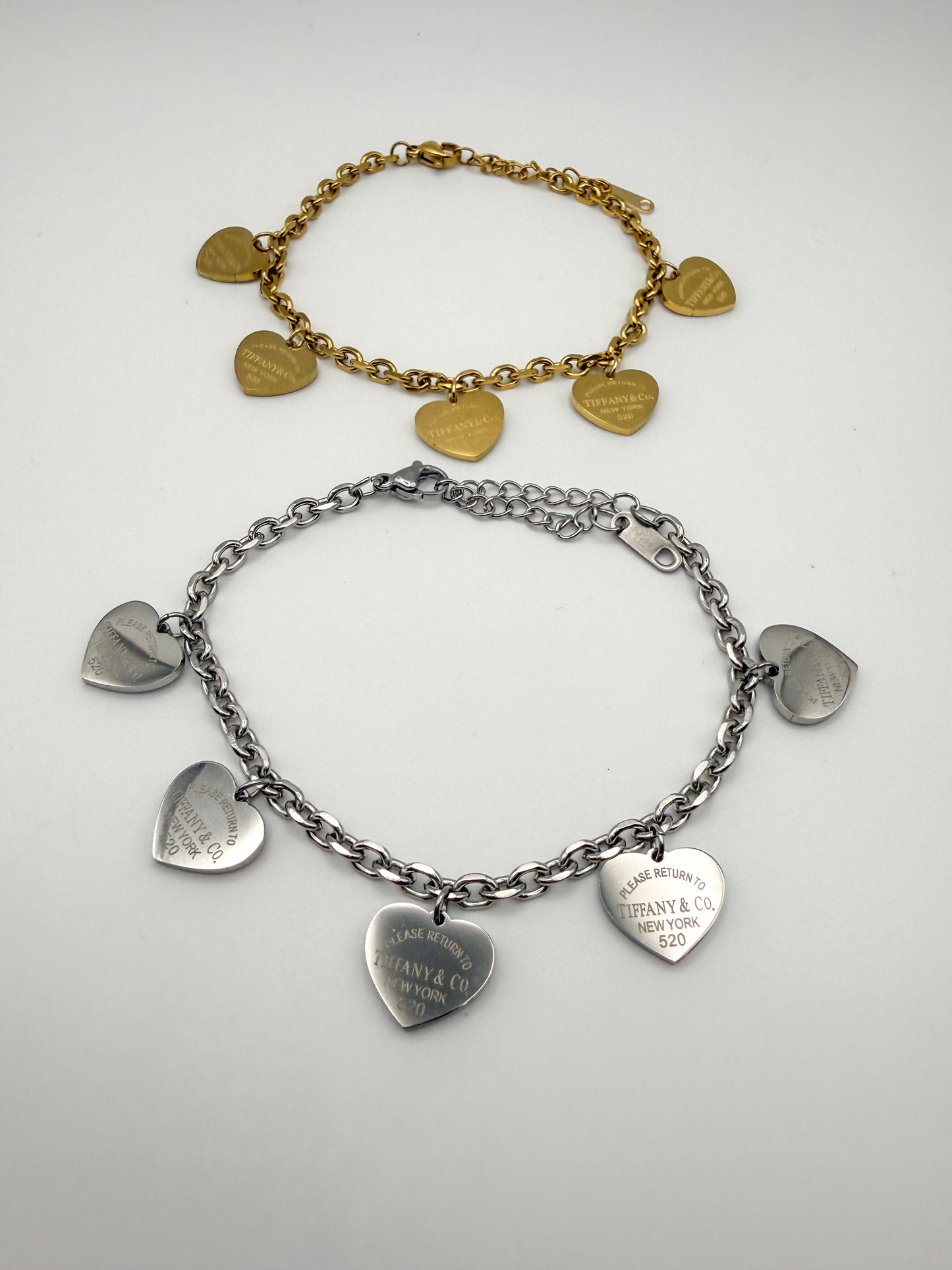 Gold & Silver T&Co Dangle Charm Chain Bracelet