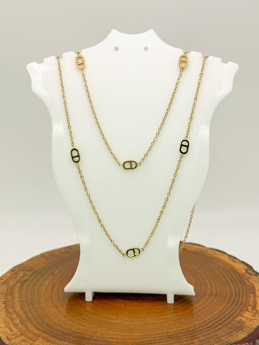 CD Designer Gold Double Layered Necklace