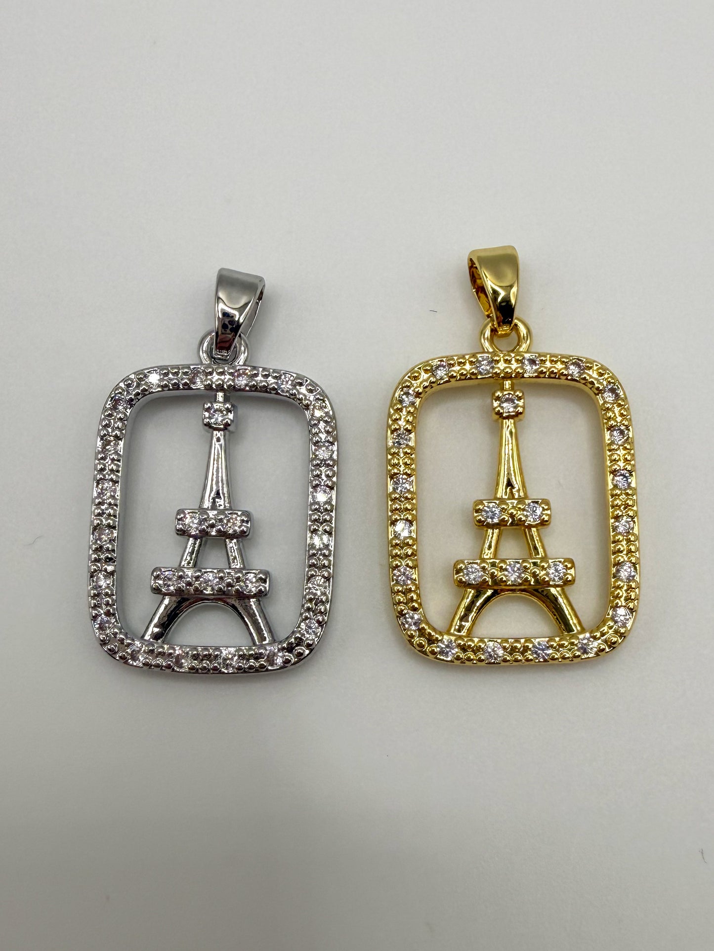 Eiffel Tower Gold & Silver Charm Pendant