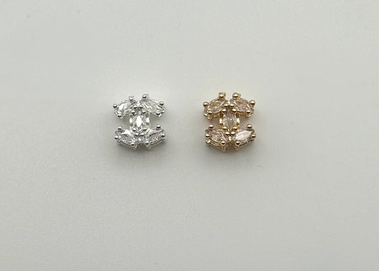Mini CC Zircon Gold or Silver DIY Metal Spacer Charm Bead