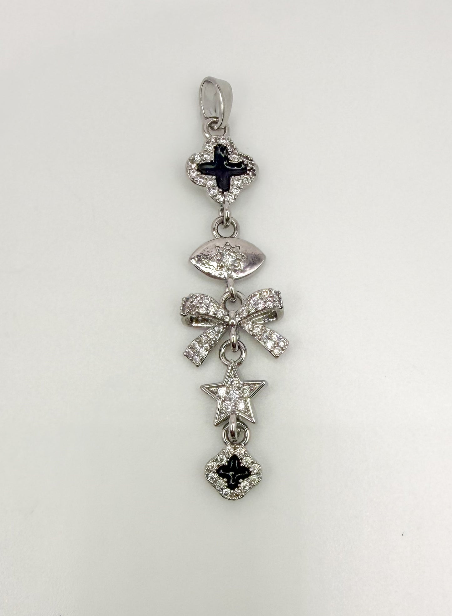 Gold & Silver Clover Dangling Charms Pendant