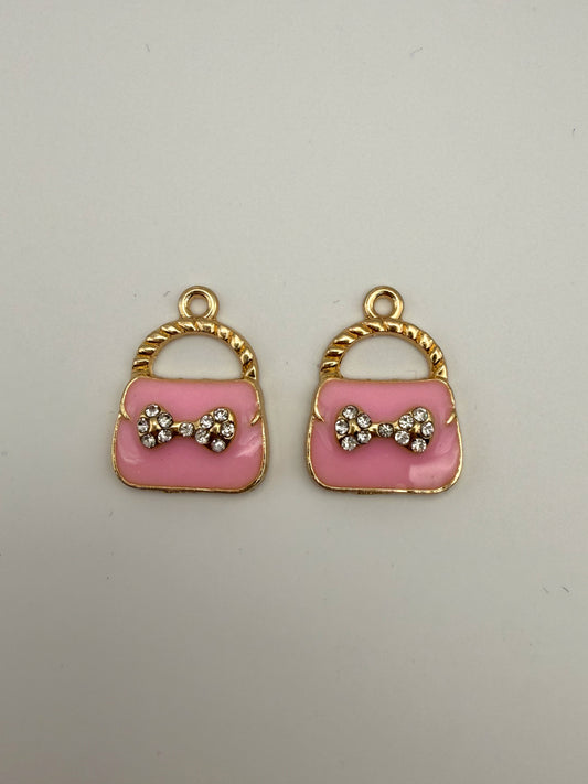 Gold & Enameled Bow Tie Inspired Purse DIY Metal Charm