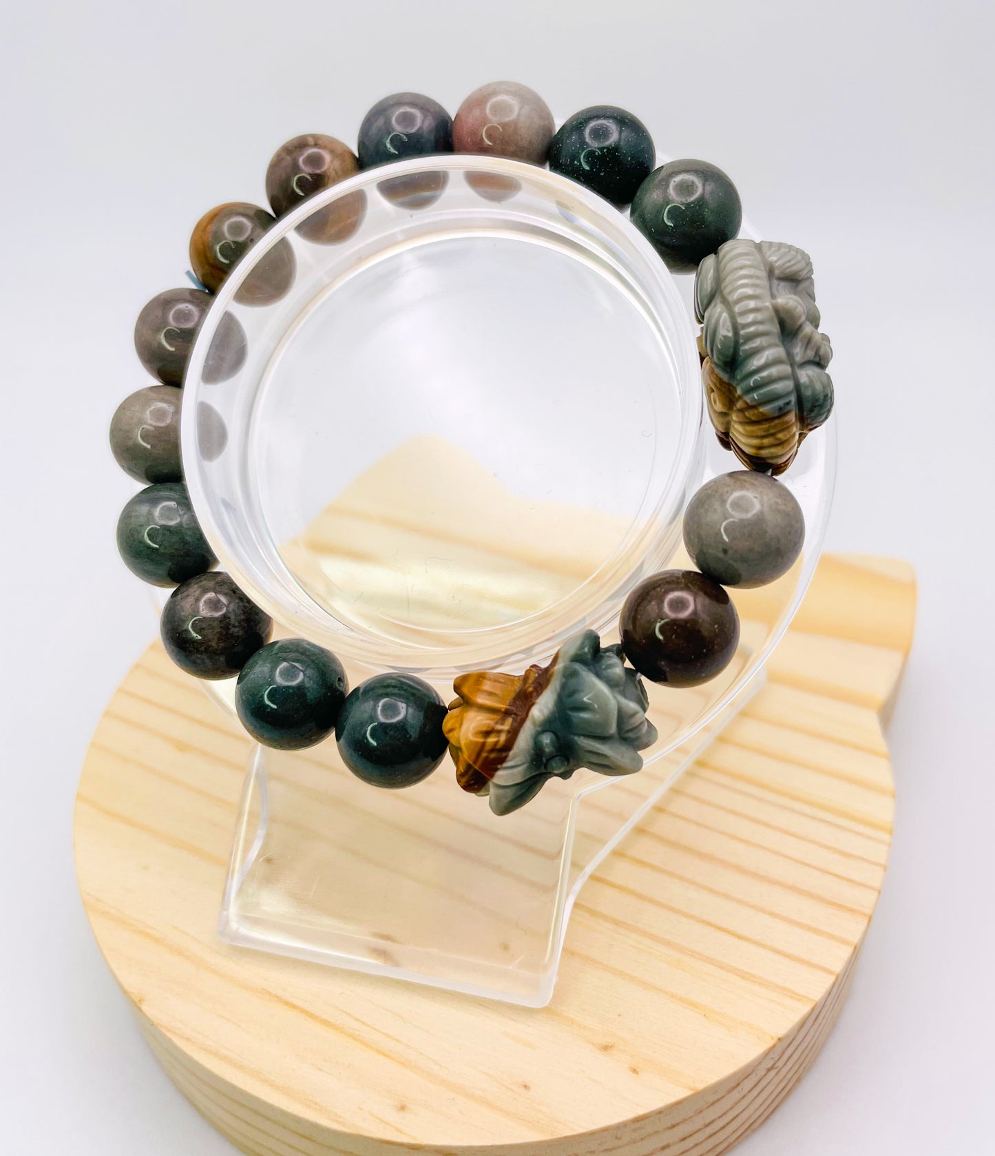 Natural Alashan Agate Baby Mermaid Statement Bracelet