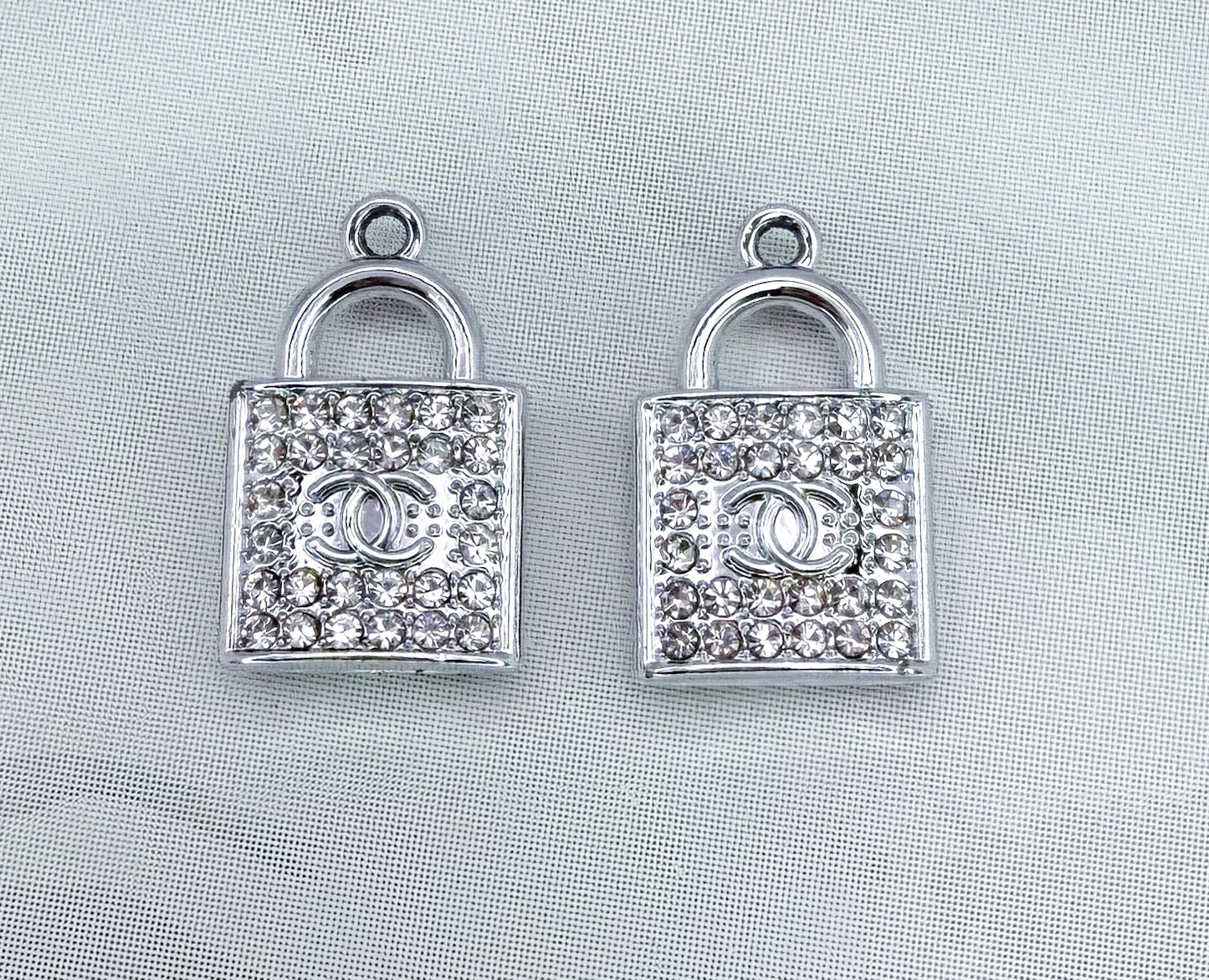 CC Rhinestone Lock Metal Charms