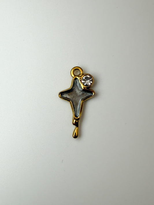 Stainless Steel Gold Dripping Star Charm
