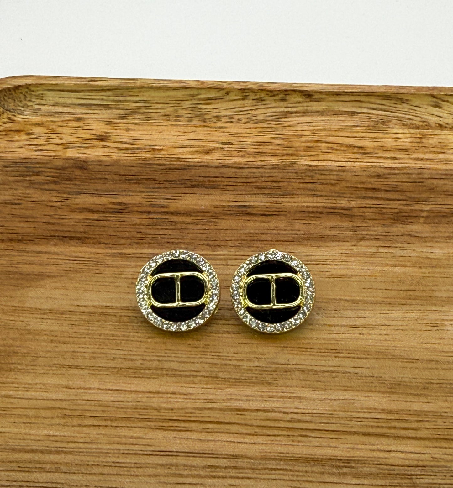 CD Dior Gold Stud Earrings