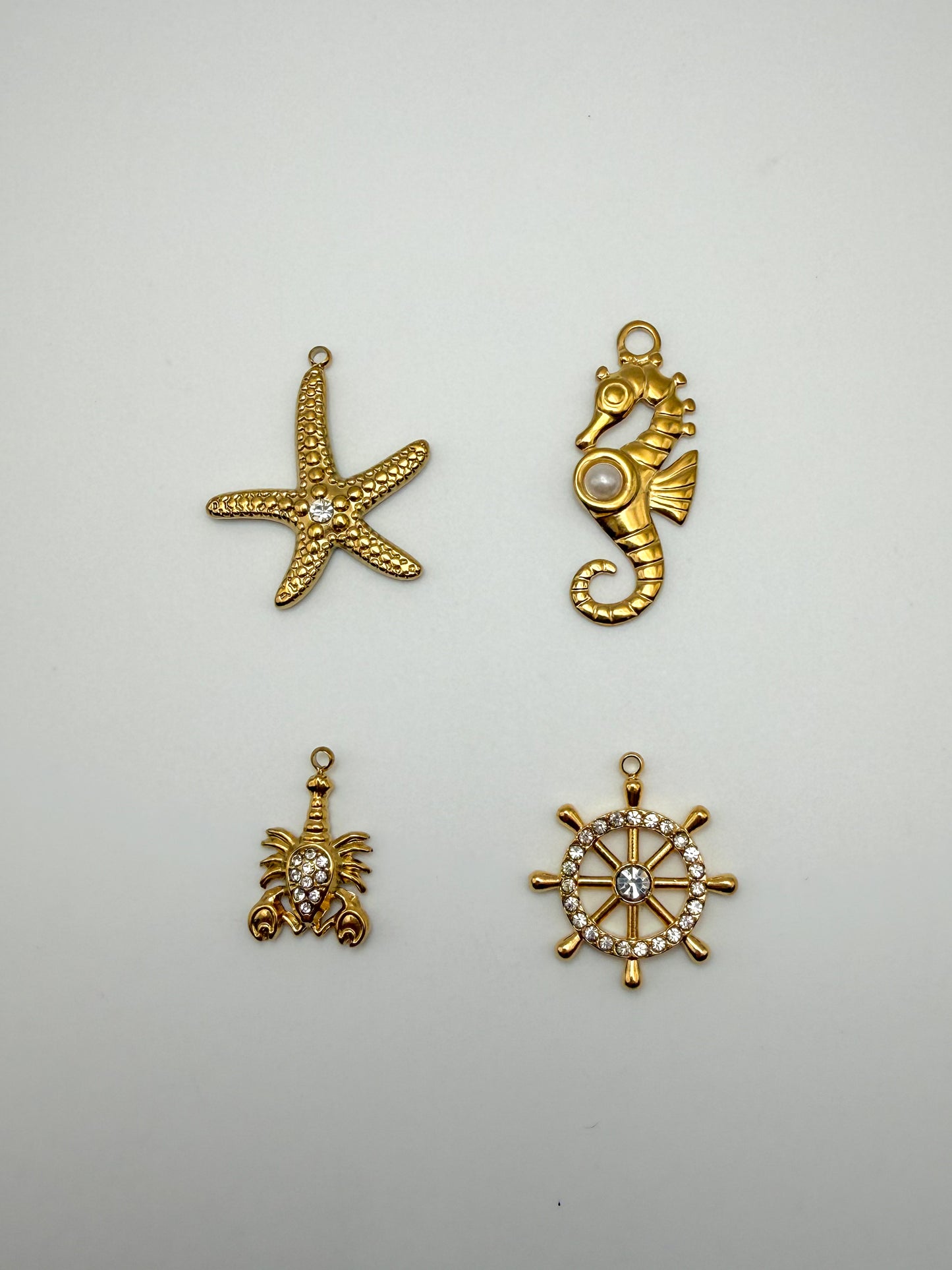 Stainless Steel Gold Ocean Animals & Object Charm Pendants