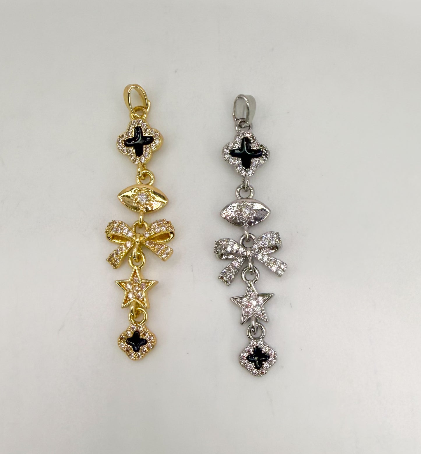 Gold & Silver Clover Dangling Charms Pendant