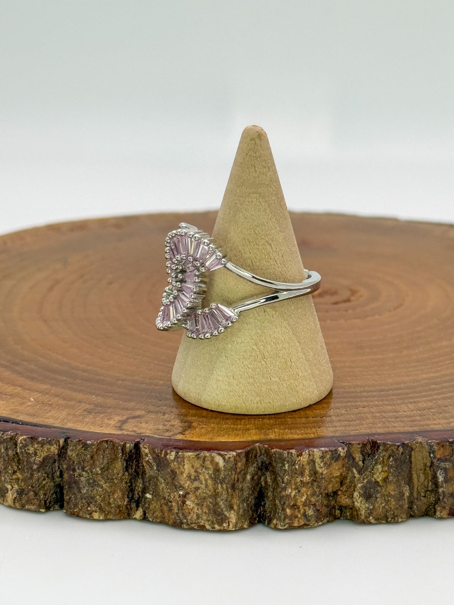 Silver CC Designer Zircon Adjustable Rings